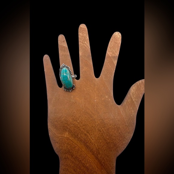 Navajo Native American Sterling Silver Natural Spiderweb Turquoise Ring 7.5 - Picture 4 of 6